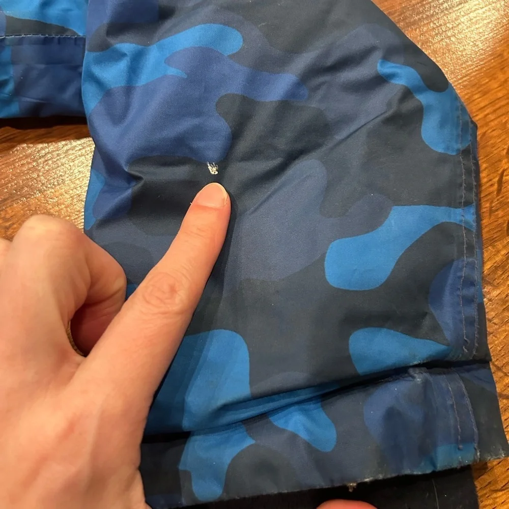 Lands End Kids Expedition Down Winter Parka Jacket Blue Camouflage Large 14/16